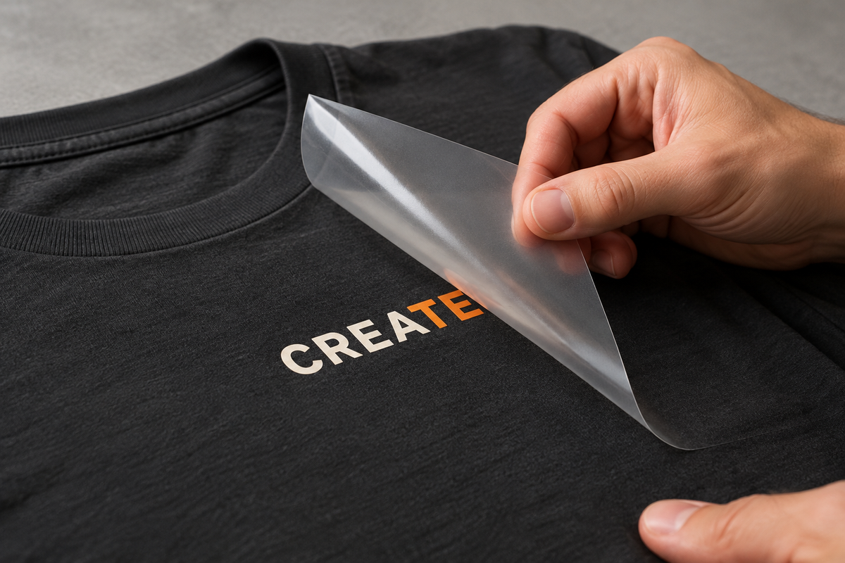 HIGH quality DTF Transfer being peeled from a shirt - Full Resolution Transfers